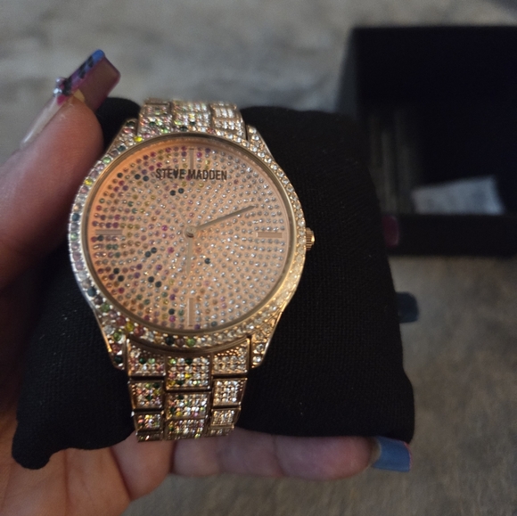 NWT Steve Madden NYC Rose Gold and Multicolor Crystal Womens Watch - Picture 7 of 13